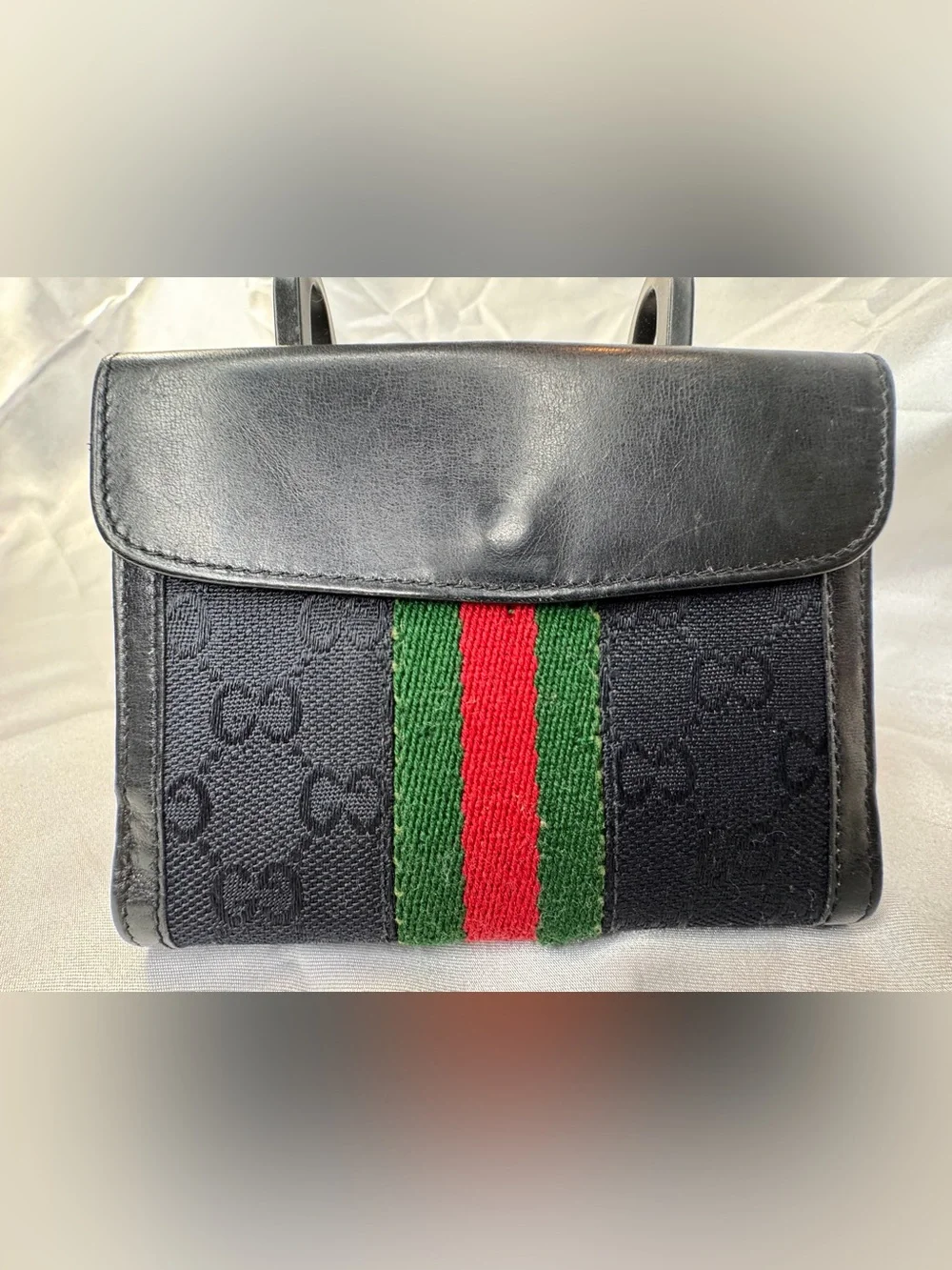 Gucci Vintage Black Sherry Line Horsebit Wallet